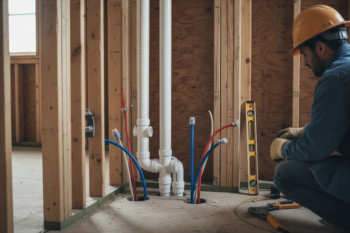 Drain and supply rough-in during Drain Cleaning in Bernardsville
