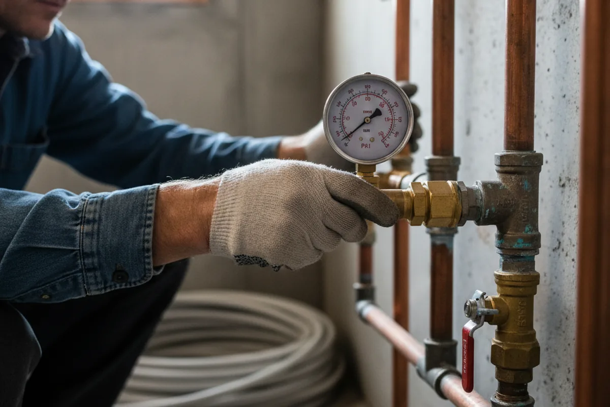 Pressure testing a repaired line during Water Line Repair in Bernardsville